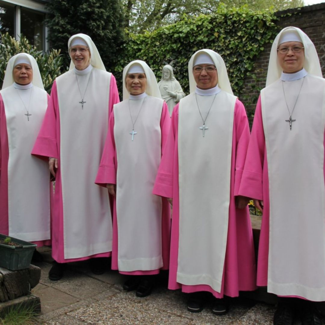 group of nuns who wear pink, know by the name pink sisters