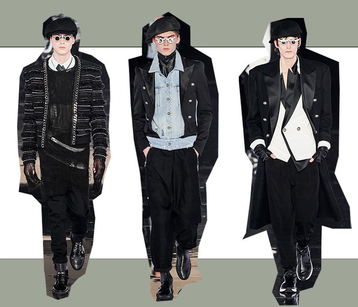Collage with three styles from Balmain runway Men AW2019