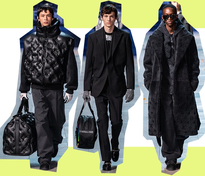 Three looks from Louis Vuitton Men AW 2019 runway
