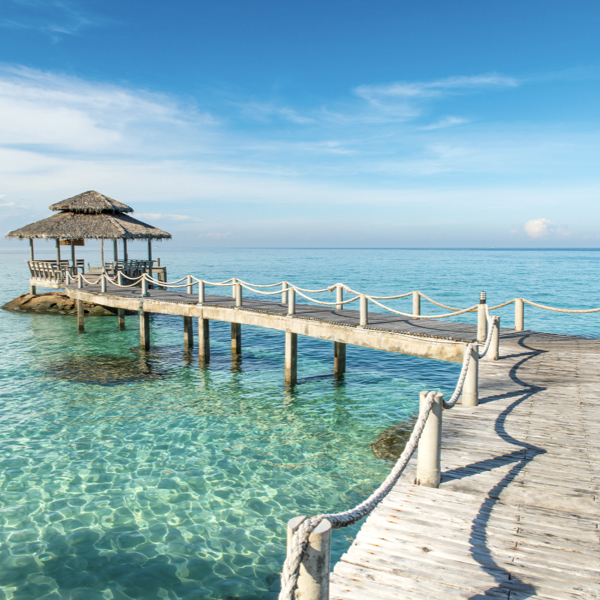 Crystal-clear sea at an unexpected and exotic travel destination.