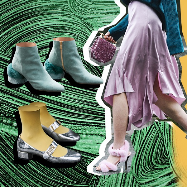 Collage with some of the shoe trends for fall.