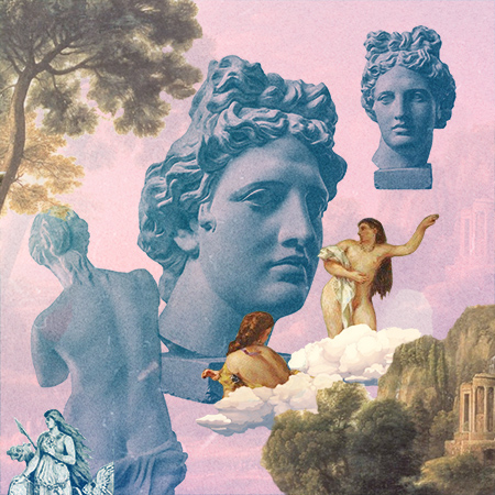 collage showing statues of greek goddess-new fashion trend
