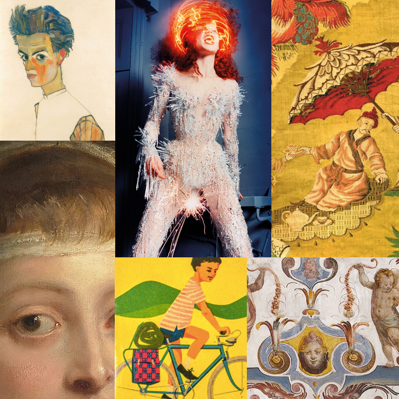 Collage with six paintings museums in VIenna, Munich and Berlin.