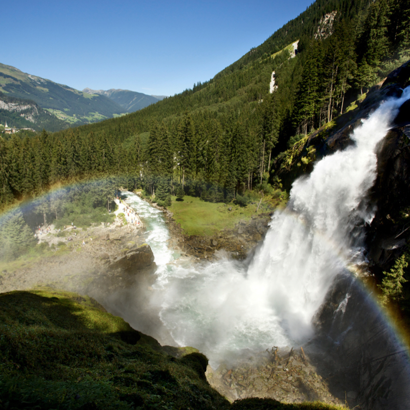 Europe’s largest waterfalls, the Krimml waterfalls, in Austria.