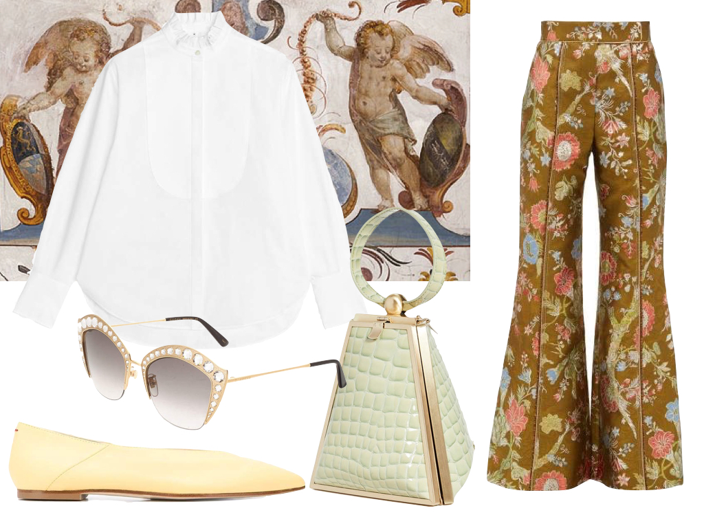 collage with a work of art of the Munich Residence museum and outfit ideas to visit the museum