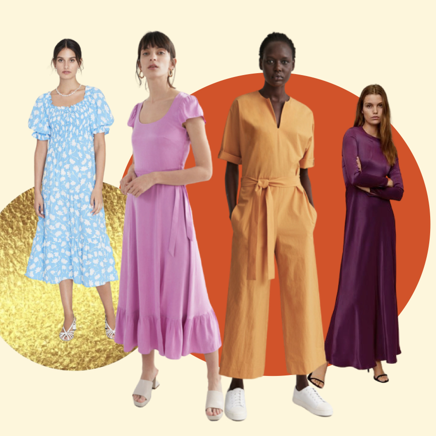 Four women wearing outfits that you can buy in the summer 2020 sales.