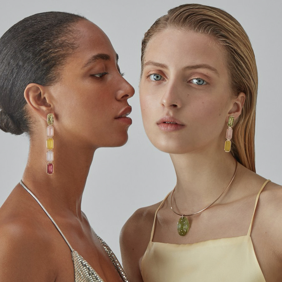 two models showing the sugar high collection by jewellery designer Alina Abegg