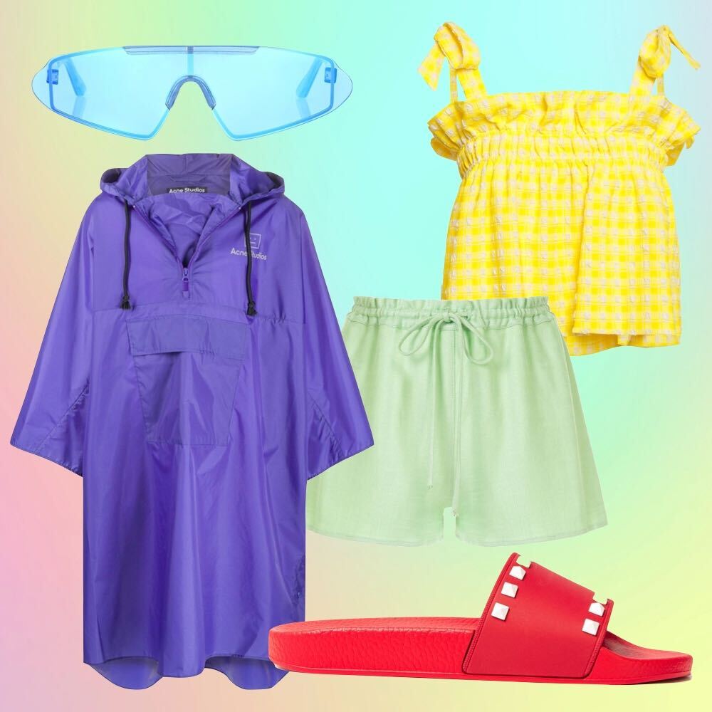 Colourful garments for summer staycation outfits.