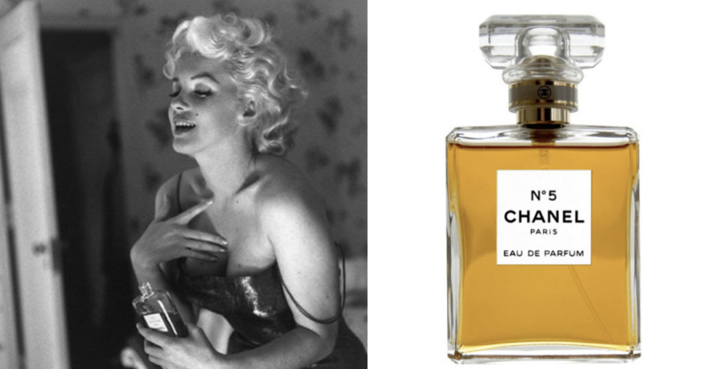 Marilyn Monroe with Chanel No.5, the celebrity perfume celebrating its 100th jubilee.