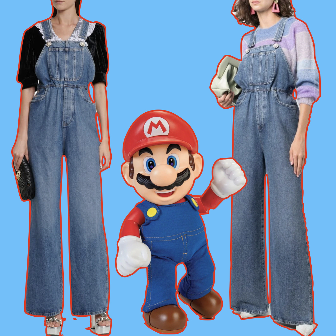 Super Mario and models wearing dungarees, a fall and summer trend.