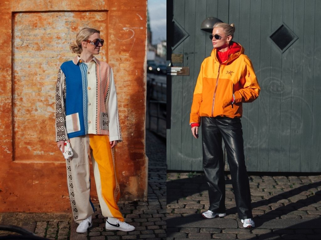 Colourful Copenhagen fashion week-fashionistas wearing orange outfits