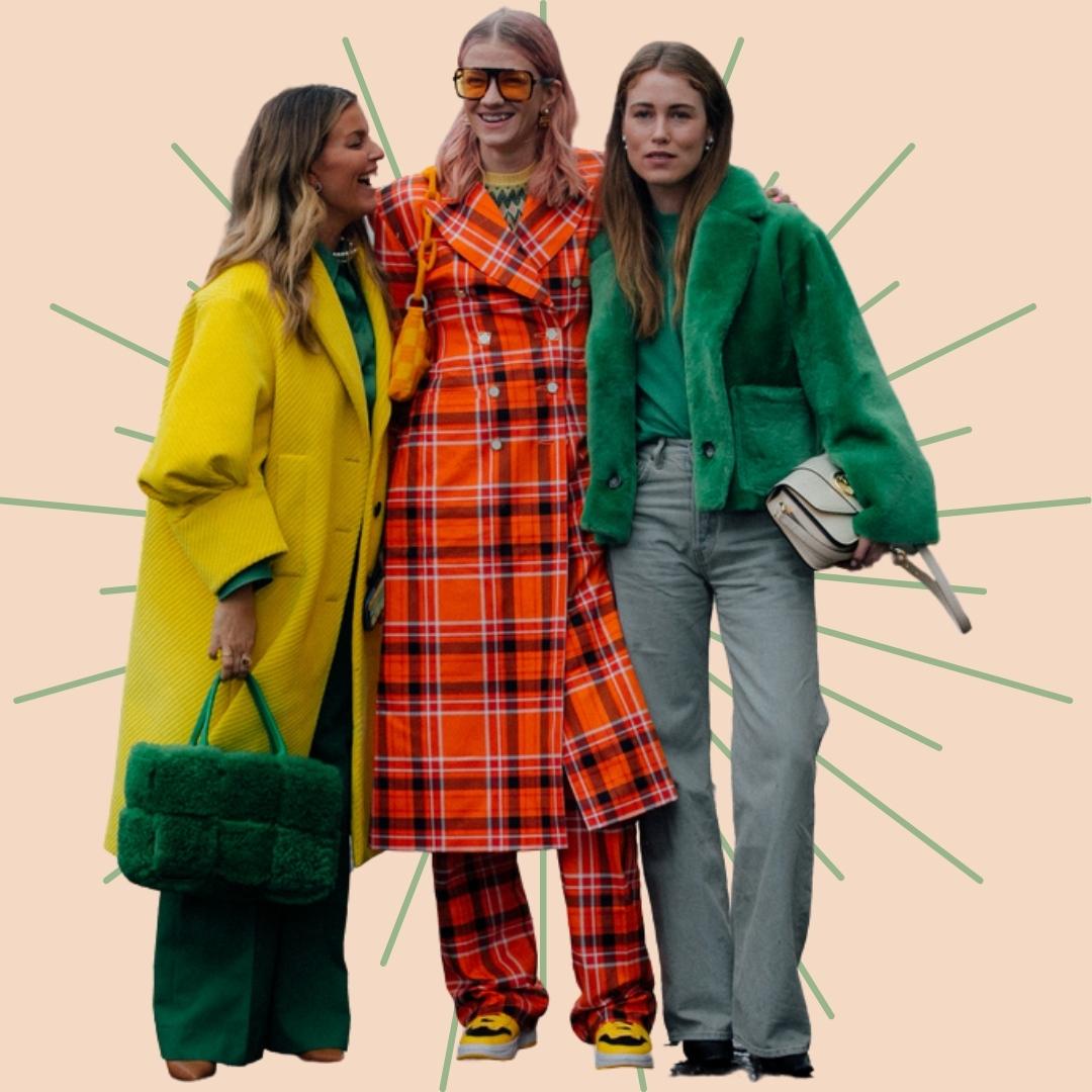 Green, yellow, and orange are among the main street style trends at CPHFW.