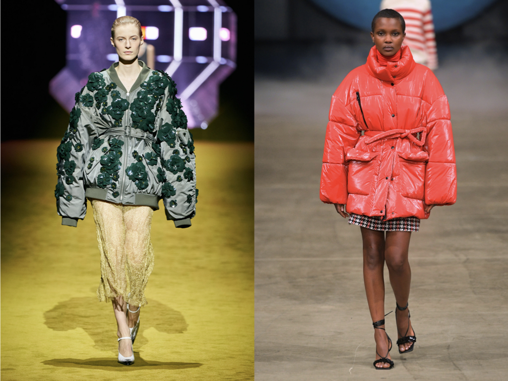 models wearing a XL puff jacket - Major Fall 22 trends 