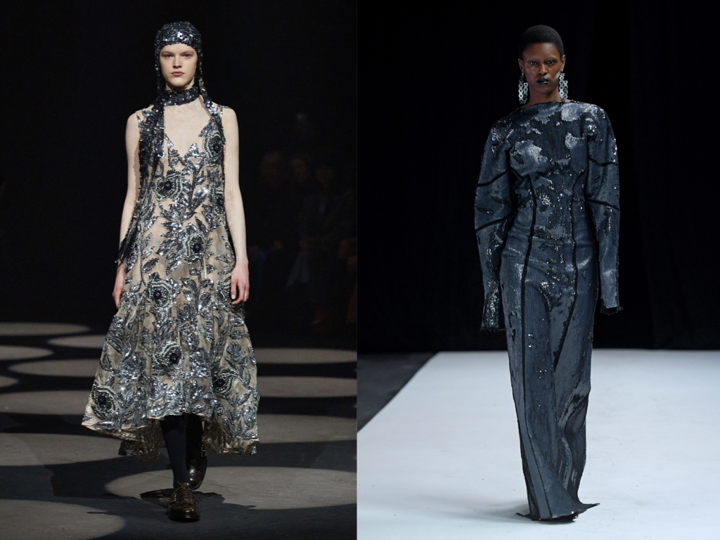models wearing embroidered dresses - AW22 trends from London