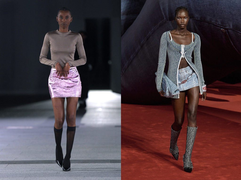 models wearing AW22 trends-micro mini skirts