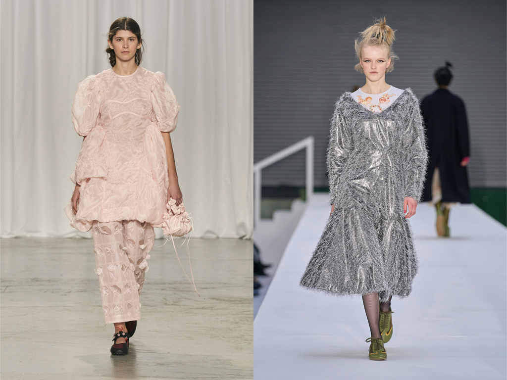 models wearing outfit with layering style- Cecile Bahnsen - Molly Goddard - AW22 trends 
