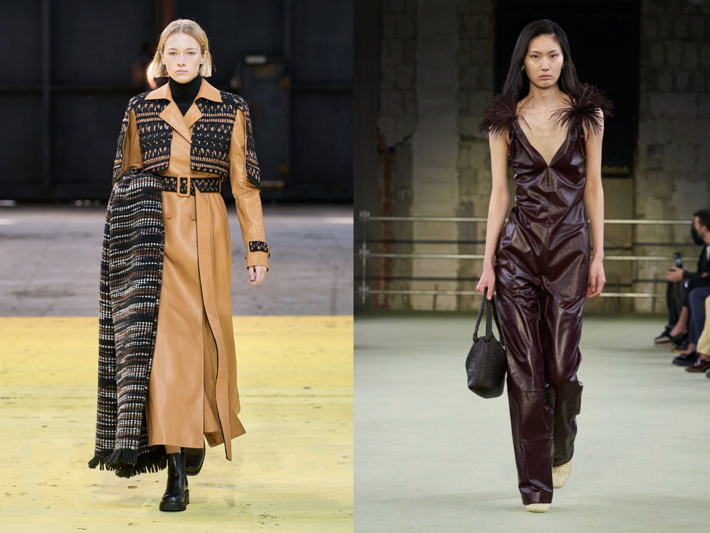 models wearing leather outfit-AW22 trends from Paris