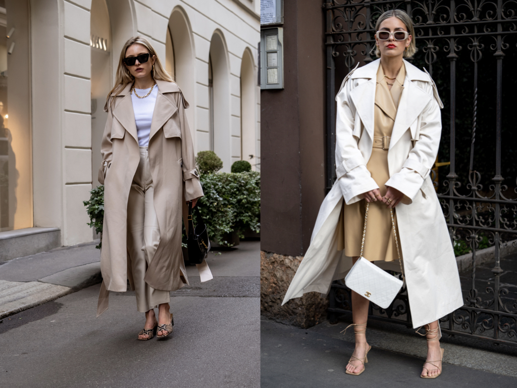 Fashion show goers wearing the timeless trench coat