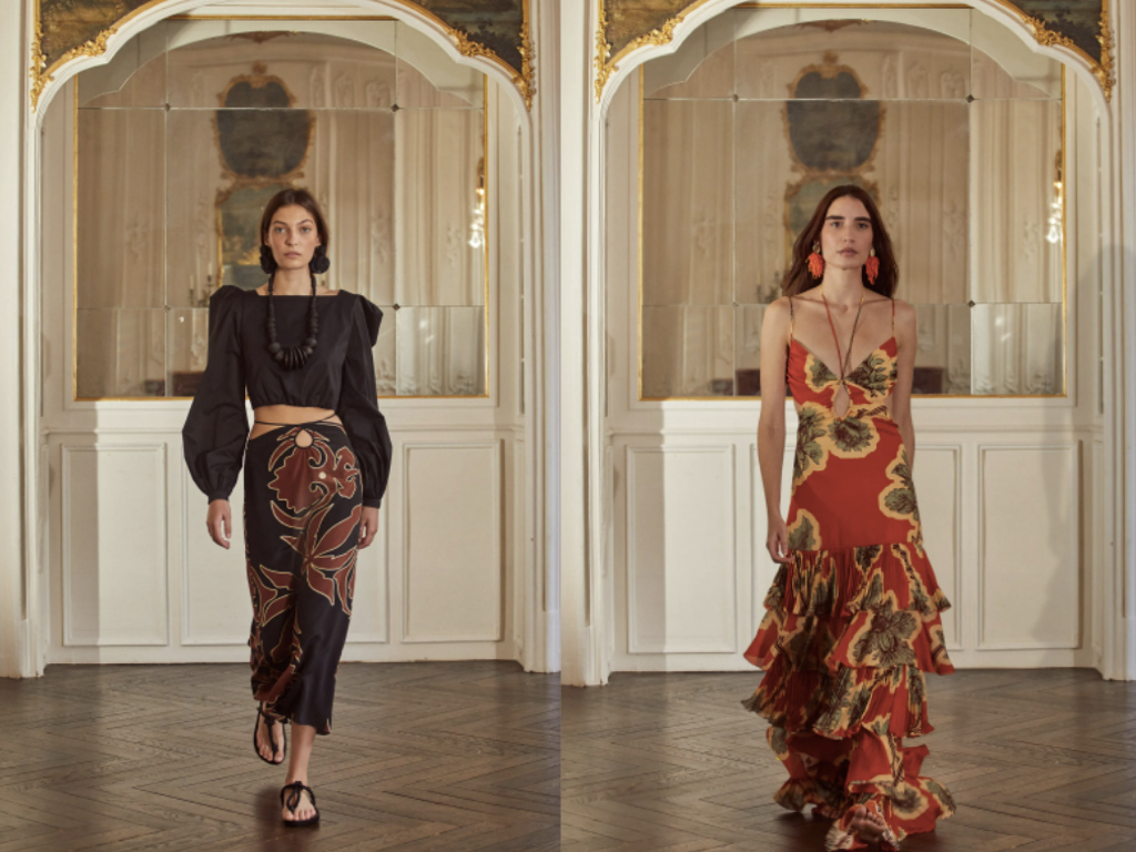 Tropical flower printed pieces inspired by Latin women style.