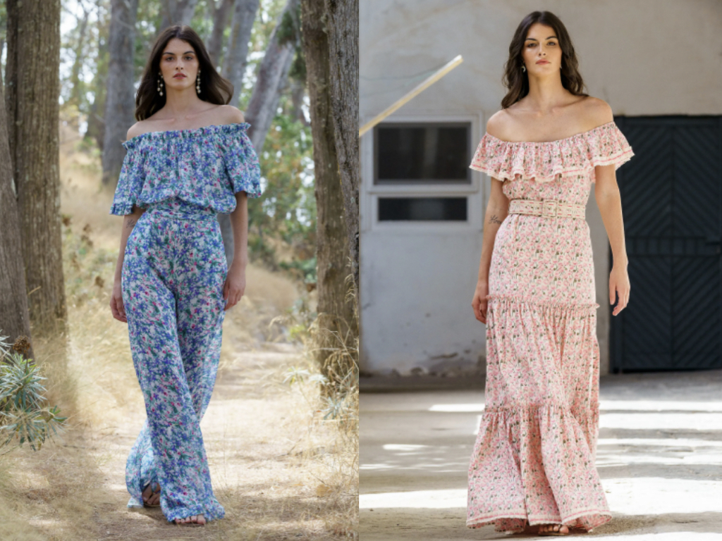 Two off-the-shoulder pieces inspired by Latin women.