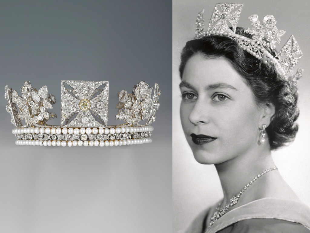 Queen Elizabeth and her most beautiful diadem.