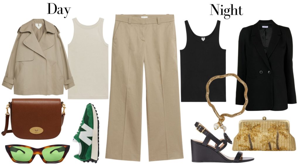 Classic and versatile pieces in beige and black to pack for a grey gap year.
