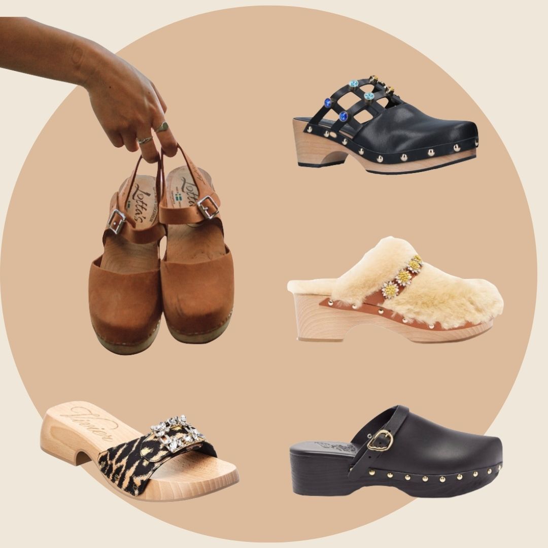 collage with some clogs, the chicest shoe trend of this year