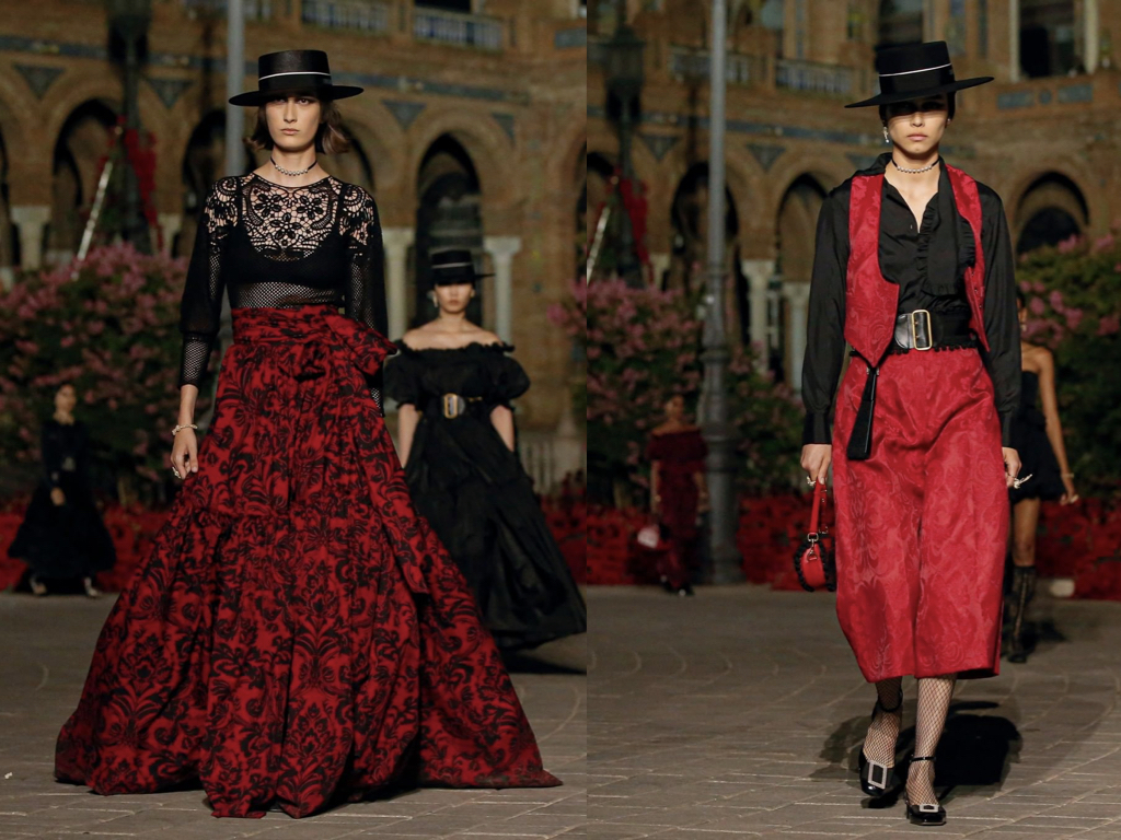 Dior Cruise red and black looks presented in Seville.