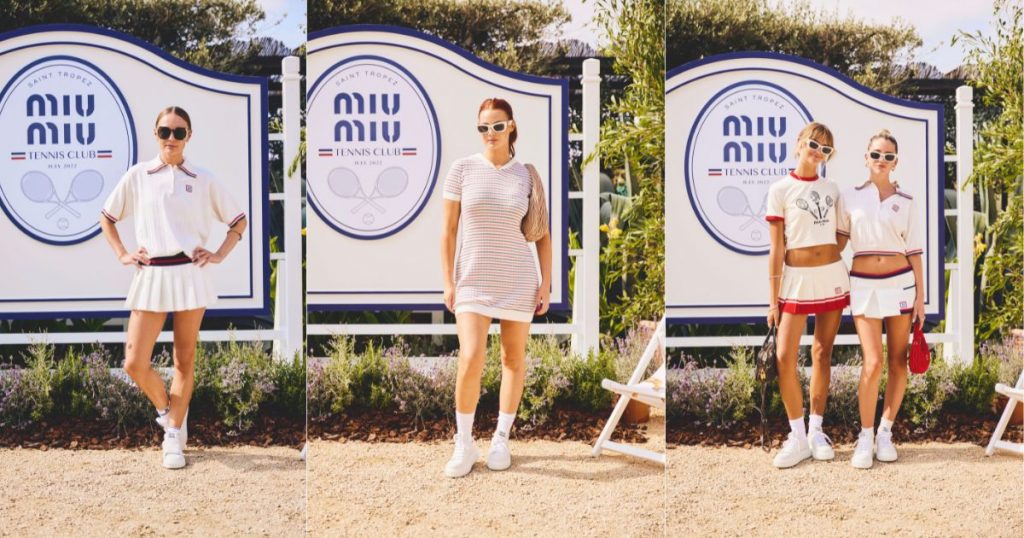 collage with 3 guests at Miu Miu Tennis Club in St Tropez