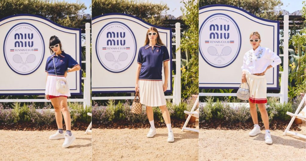 collage with 3 guests at Miu Miu Tennis Club in St Tropez