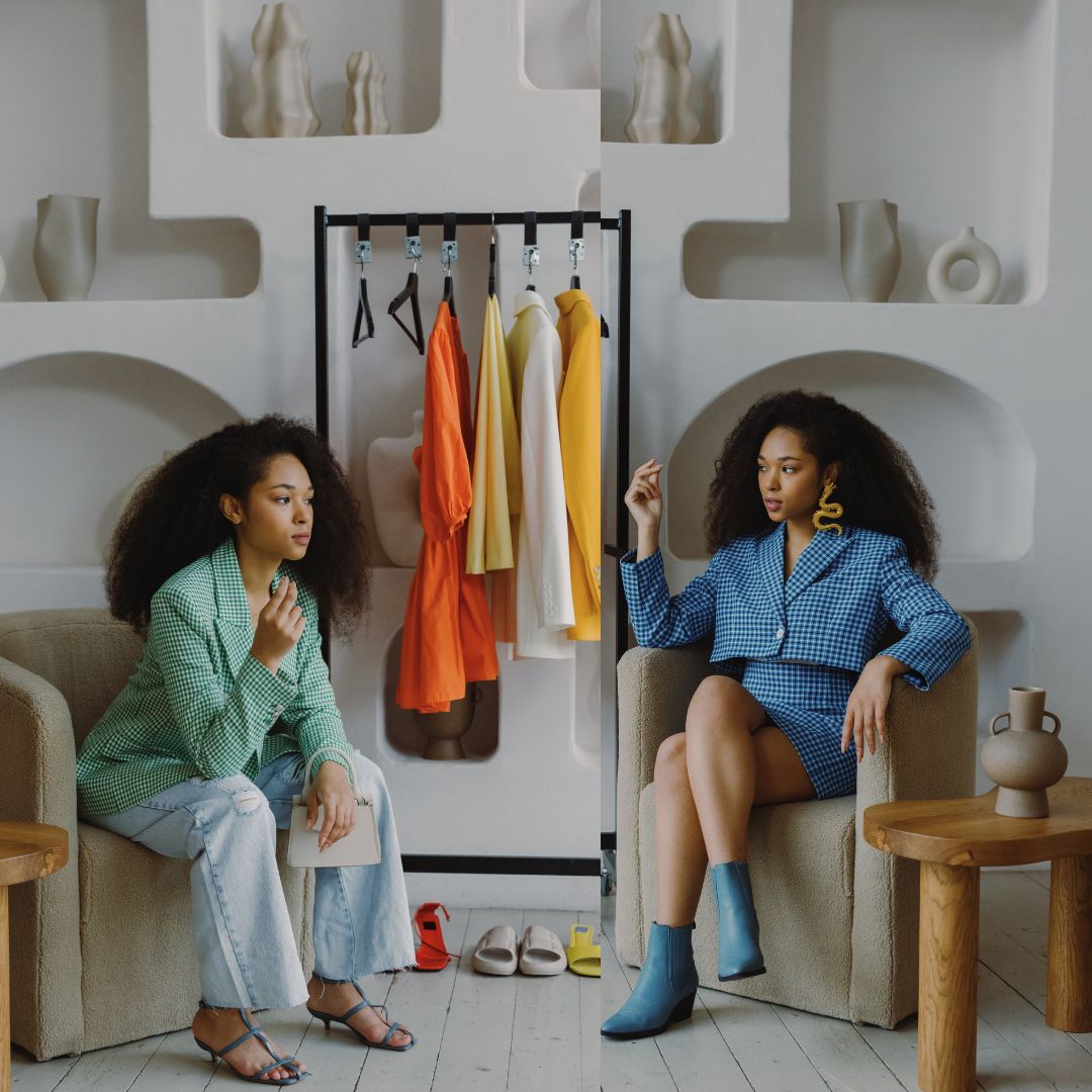 twins models sit in a room with a cloth hack-inspiration working woman wardrobe