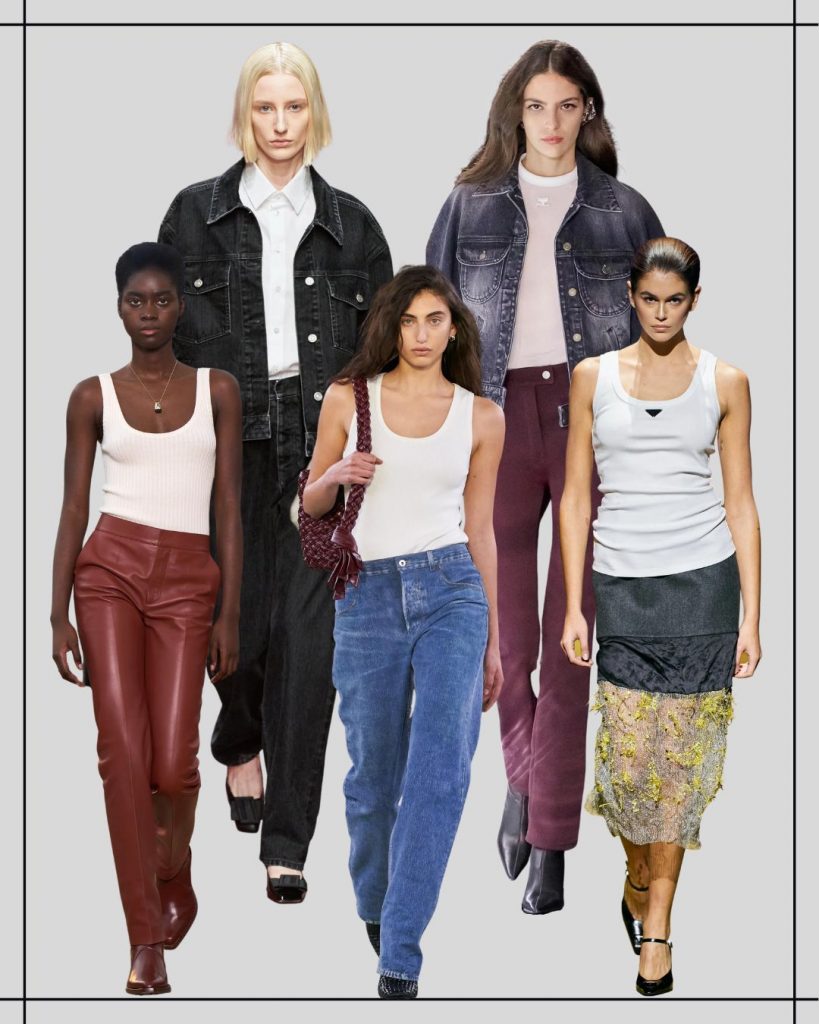 collage with fashion looks from AW 22-23 runway- normal trend
