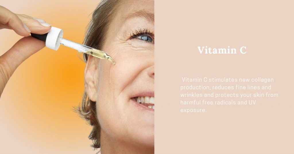 woman applying vitamin C to have a healthy and glowing skin during summer