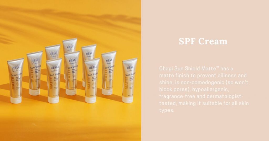 photos with different types of SPF cream to protect the skin against sun damage