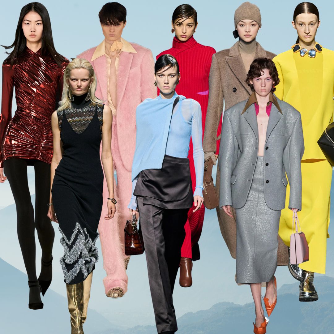 collage with looks of runways from Milan Fashion Week AW 23