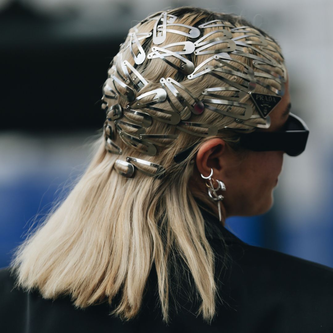 street style copenhagen fashion week - women wearing multiple hair pins