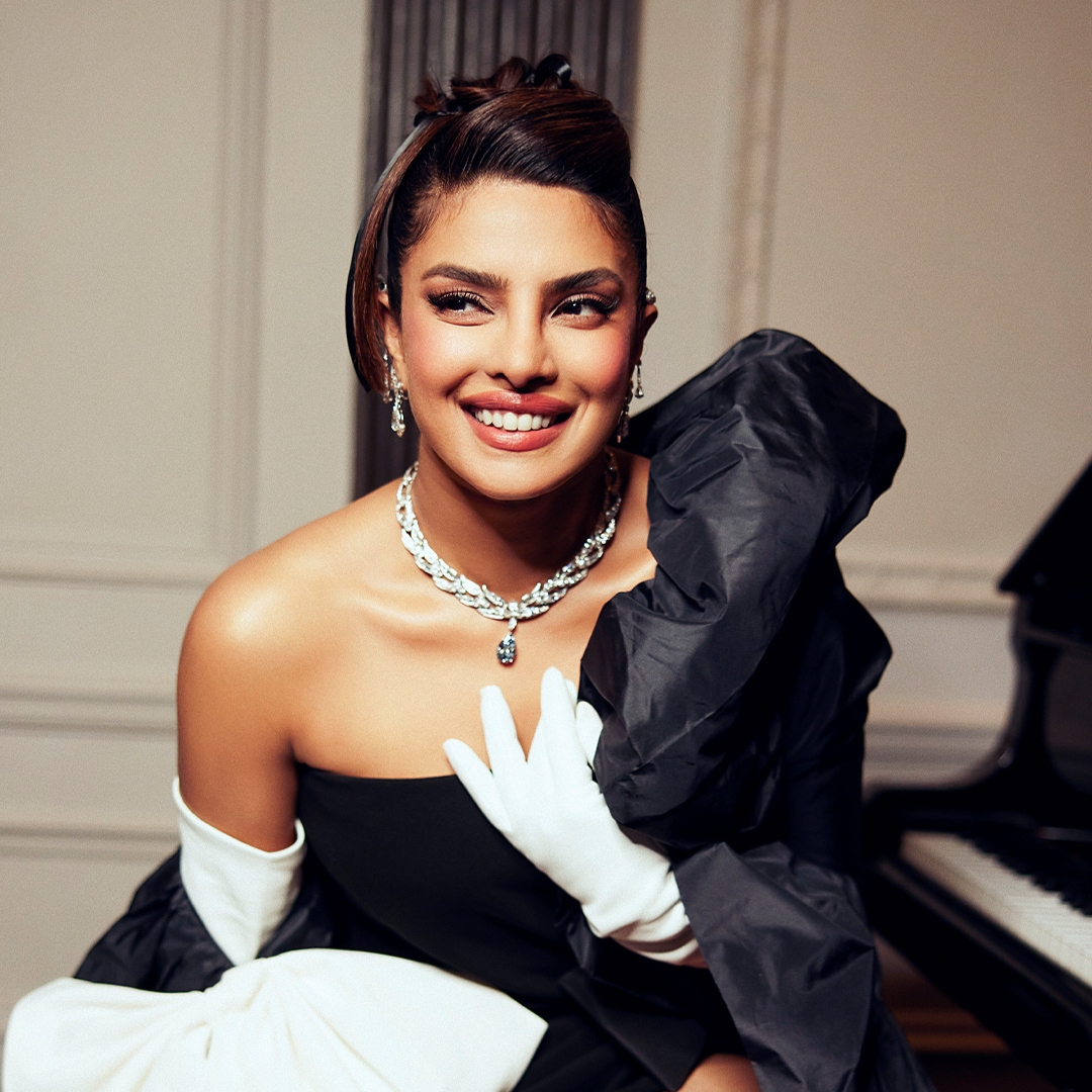 making off Priyanka Chopra wearing Bulgari Laguna Blue diamond at the Met Gala 2023