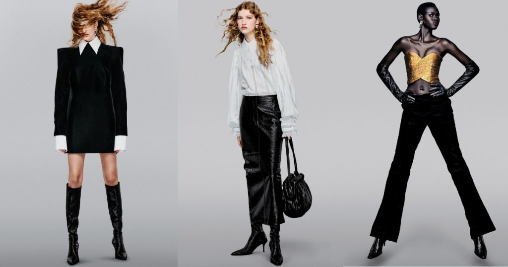 Collage showing looks from HM one of the brands from fast fashion getting pricey