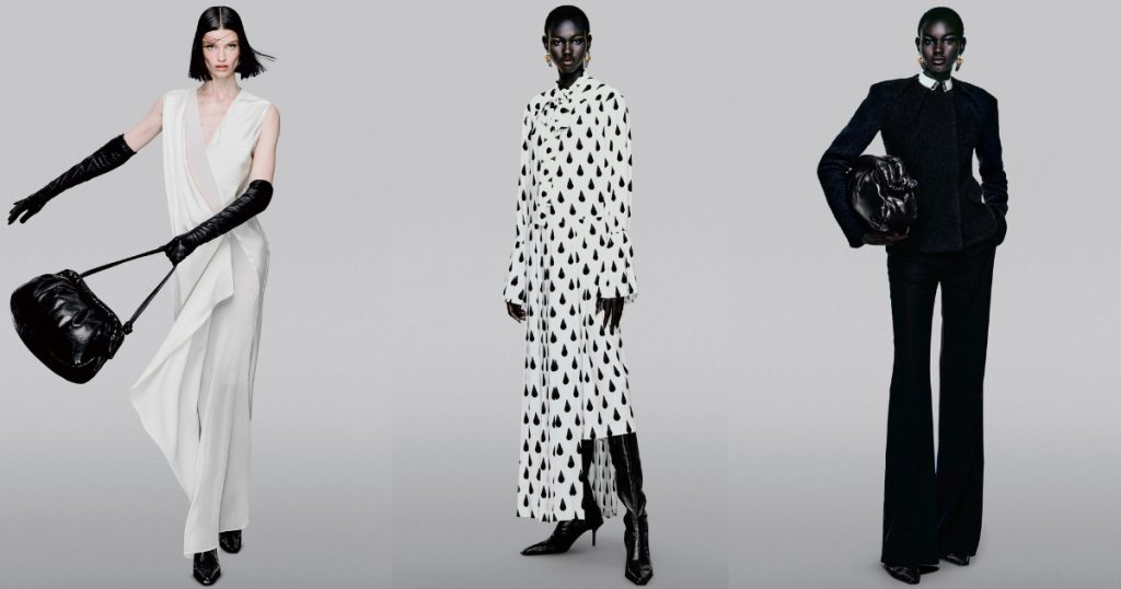 Collage showing looks from HM Studio, one of the brands from fast fashion getting pricey