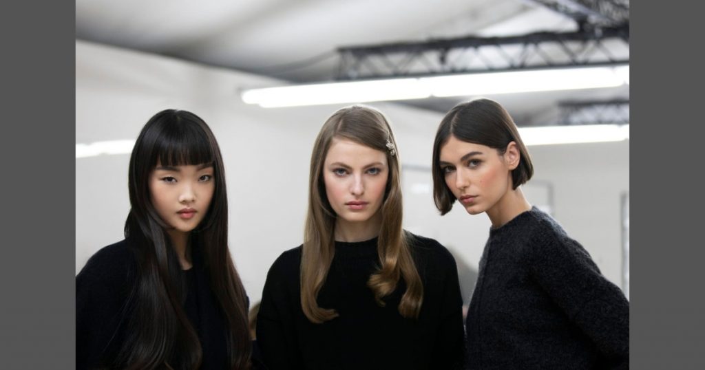 three model from Chanel showing the no makeup makeup that marked the runway from the french luxury house.