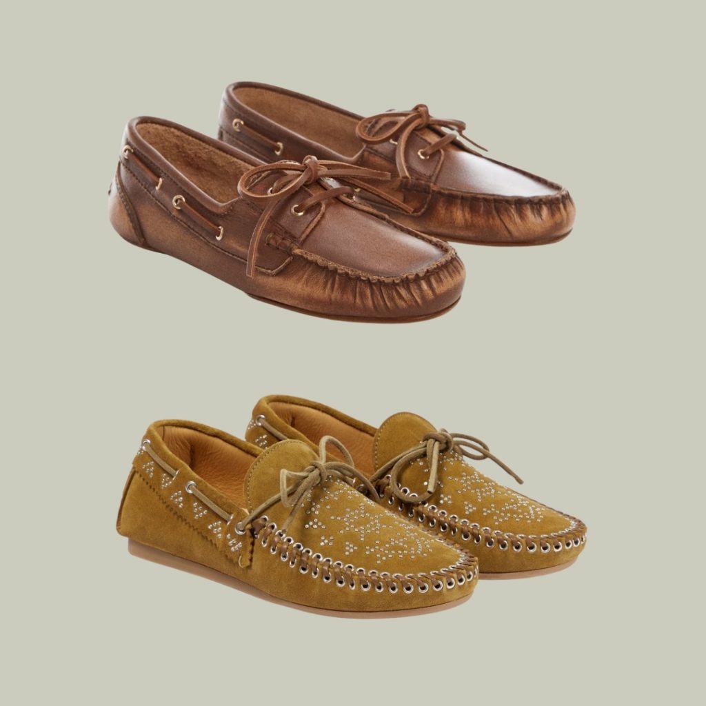 Mango boat shoe and Isabel Marant shoe